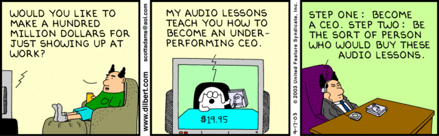 Pointy haired boss- underperforming CEO Dilbert Dogbert