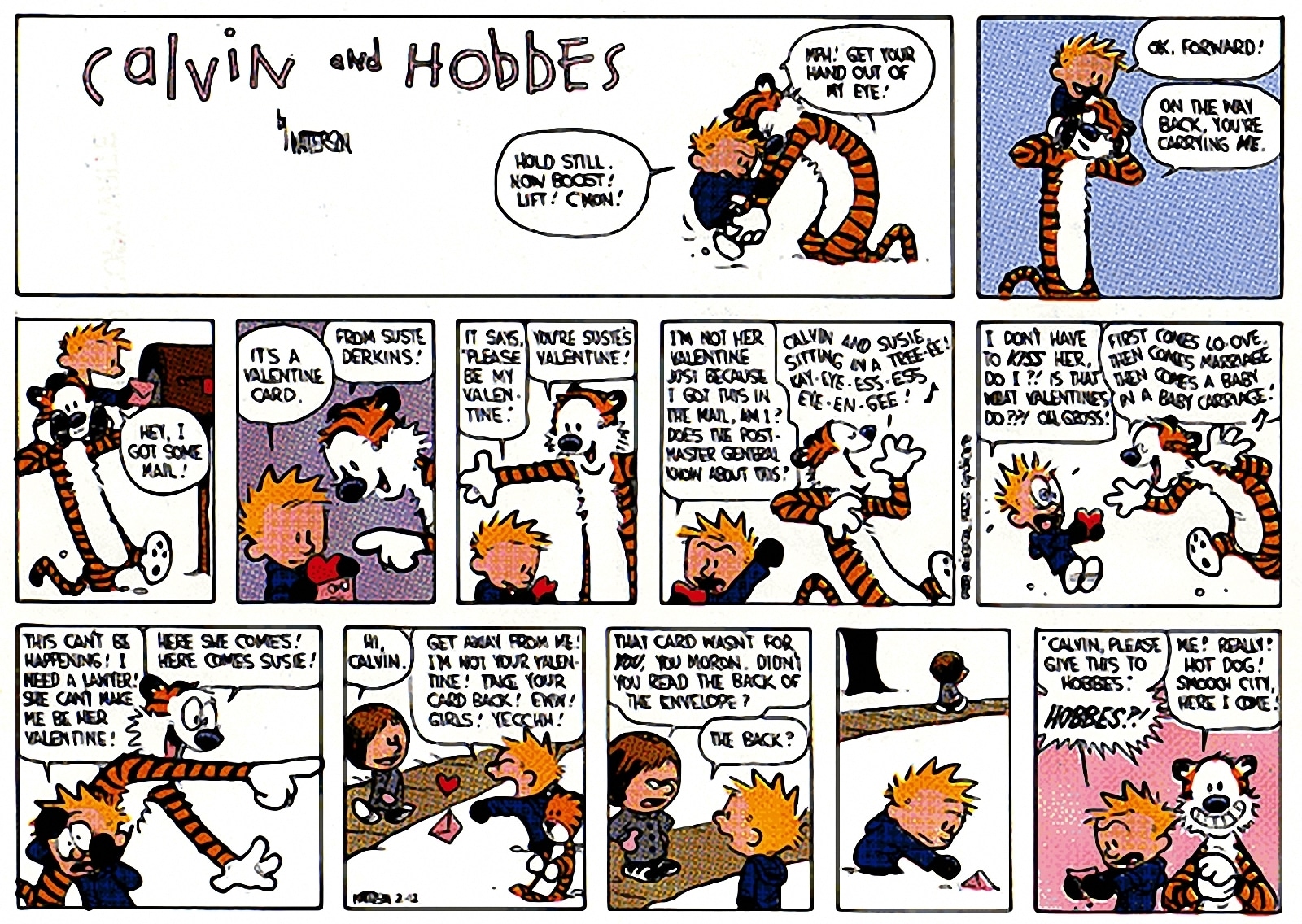 Calvin & Hobbes Valentines day, Love's labor lost