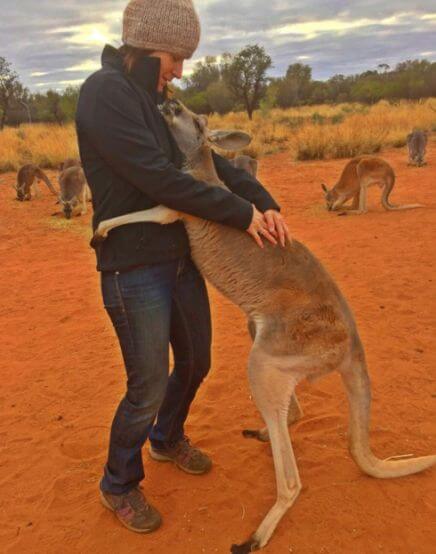 Kangaroo Hug The Woman