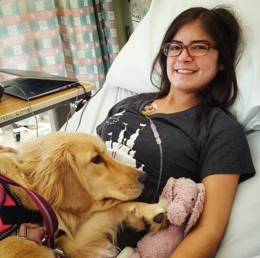 service dog helps human suffering chronic illnesses