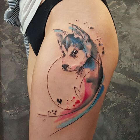 husky dog tattoo 