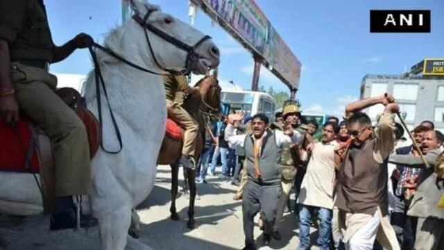 Police horse Shaktiman injured during a BJP protest in Dehradun, March 2016
