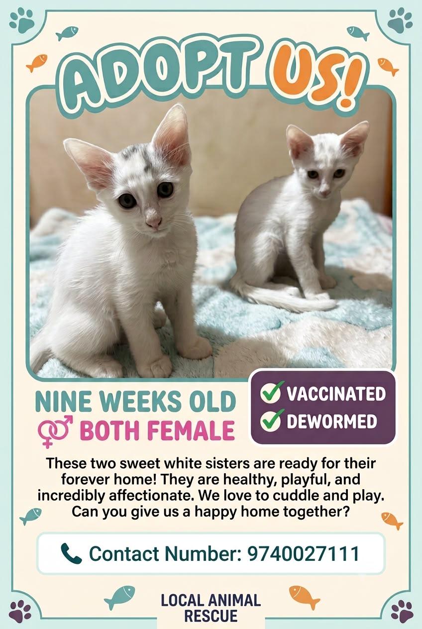 Two nine-week-old sisters, vaccinated and bonded, need one home — Bengaluru
