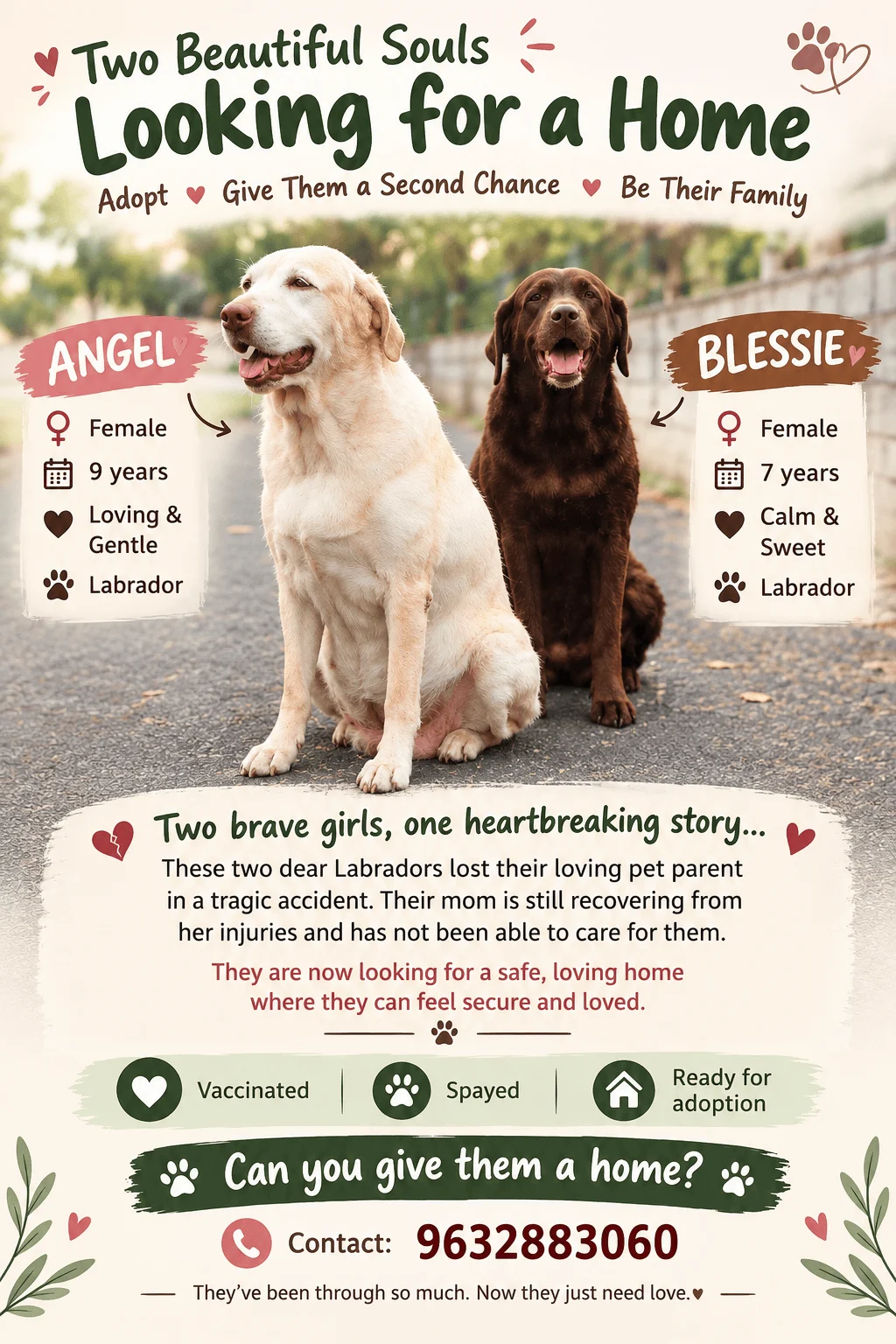 Angel and Blessie, Labrador Mother and Daughter, Need to Be Adopted Together in Bengaluru
