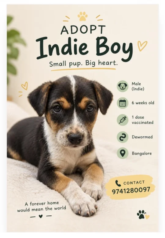 Indie Boy Pup, 6 Weeks Old and One Dose Vaccinated