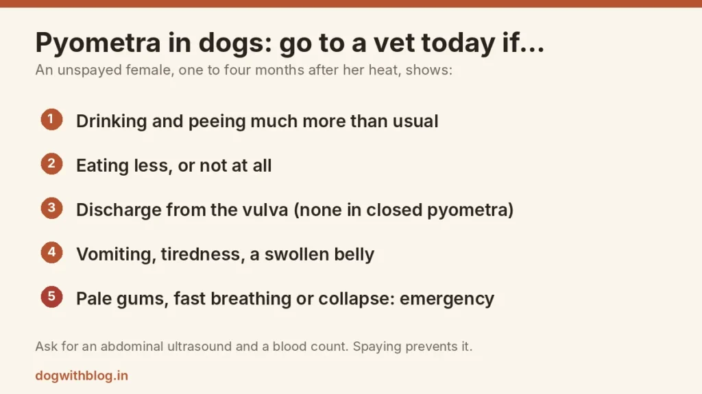 Pyometra in dogs: five warning signs in an unspayed female after her heat